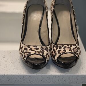 Nine West Leopard Print Peep Toe Heels